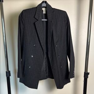 Ann Taylor Black Pinstripe Blazer